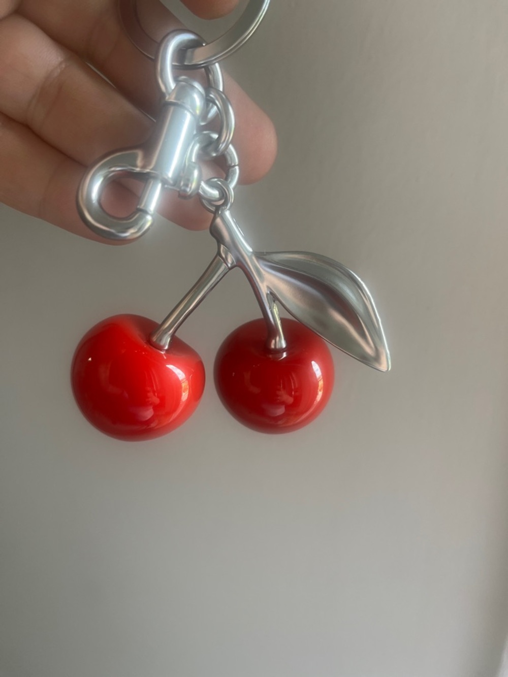 Cherry Keychain Charm in Glossy Red